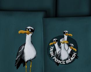 Sommersweat-Stoff / French Terry "Seagull Ole - Task Force Beach" by Thorsten Berger 95% Baumwolle 5% Elastan ca.150x87 cm 