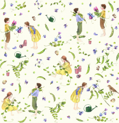 0,1 m Bio-Baumwollstoff "Pea Children - Erbsenkinder" 150 cm breit Dollbelge Fabric 