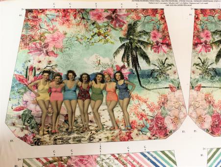 Strandtaschenpanel-Druck "Strandschönheiten" Digitaldruck 100% Baumwolle150x115 cm 