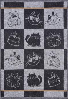 gewebtes Halbleinen-Tuch "Cool Cats II" ca. 50x70 cm 