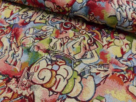 0,1 m Gobelin  "Graffiti" 140 cm br. Polyester/Baumwolle 