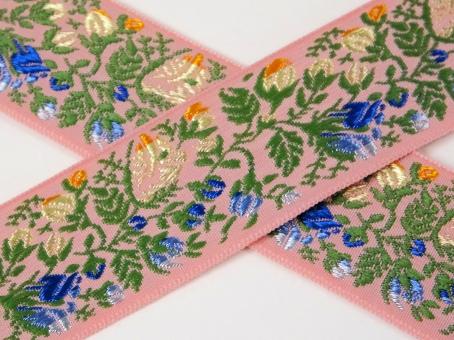 1 m Webband "Blütenband rosa" 30 mm br. 