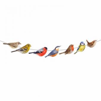 Girlande Vögel aus Papier auf Metallkordel 