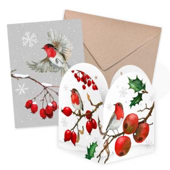 Lichterpost "Frostige Beeren" Papierwindlicht mit passender Postkarte und Umschlag 
