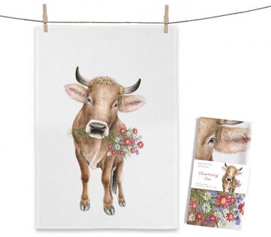 Baumwoll-Geschirrtuch "Charming Cow" ca. 70x50cm 