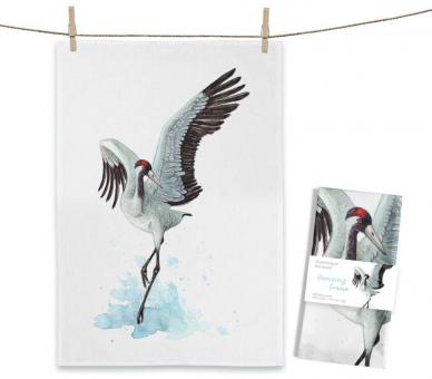 Baumwoll-Geschirrtuch "Dancing Crane" ca. 70x50cm 