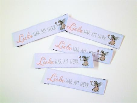 5er Paket Webetiketten "Liebe war am Werk" ca. 90x20 mm 