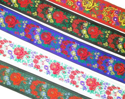 1 m Jacquardwebband "Blumenmix" 55 mm 