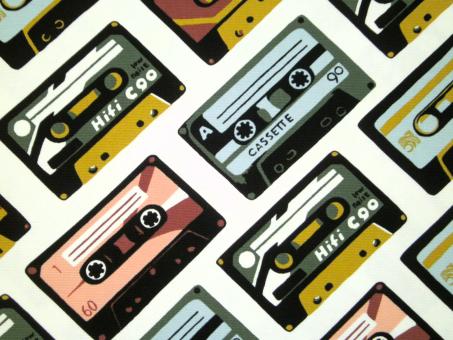 0,1 m Organic Cotton Canvas "Mixed Tapes" 125 cm br. 