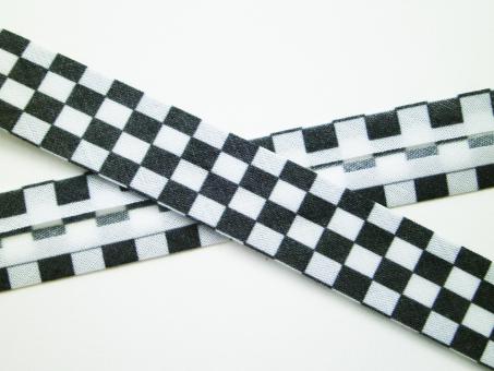 1 m Schrägband "Black and White" vorgefalzt 