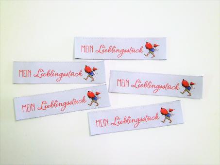 5er Paket Webetiketten "Mein Lieblingsstück" Wichtel ca. 80x20 mm 