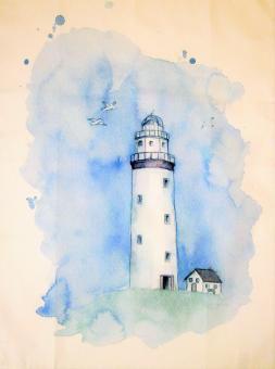 Baumwoll-Geschirrtuch "Lighthouse" ca. 70x50cm 