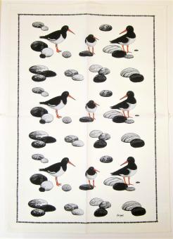 bedrucktes Halbleinen-Tuch "Austernfischer" ca. 50x70 cm 