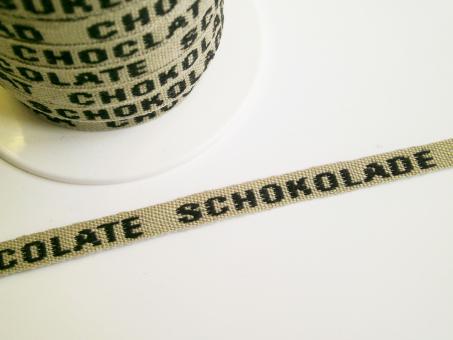 1 m Webband "Schokolade" 7 mm br. 100 % Baumwolle Schweden Geschenk 