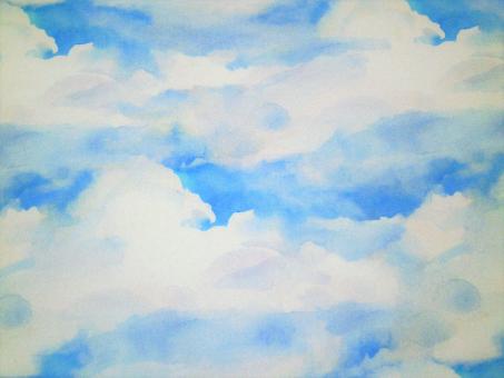 0,1m Baumwolldruck "Aquarell - Wolken" 114 cm br. 