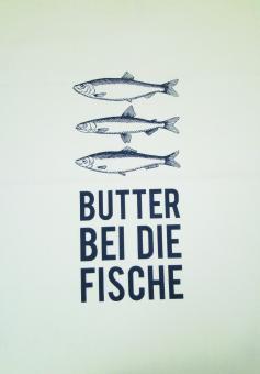 Baumwoll-Geschirrtuch "Butter bei die Fische" ca. 70x50cm 