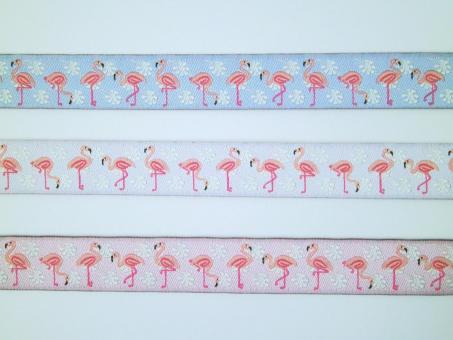 1 m Webband "Flamingo" 15 mm br. blau