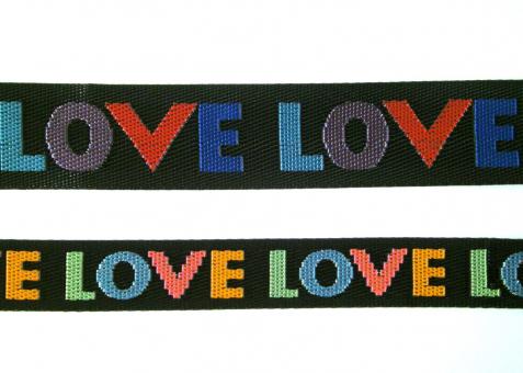 1 m gewebtes Gurtband "Love" 25 / 38 mm br. 