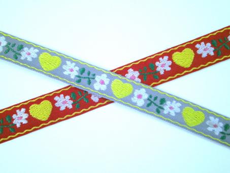 1 m Webband "Herz" 14 mm br. 