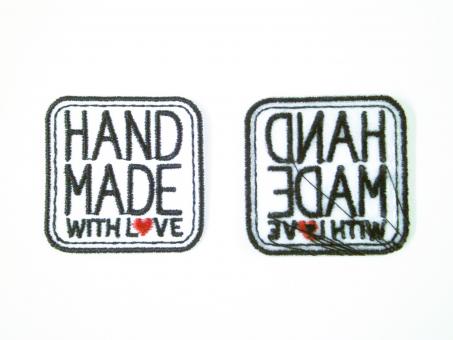 Applikation "Handmade with Love" ca.32x32 mm 