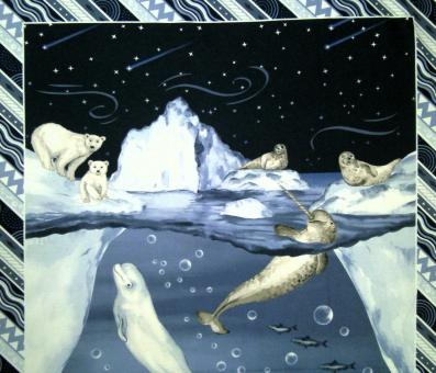 0,6 m Panel Druckstoff  "Polar Plantscher - Motiv XL" ca. 60 x110cm br. 