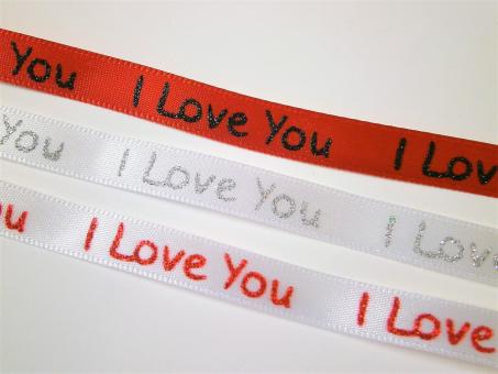 1 m bedrucktes Satinband "I love You" 10 mm br. 